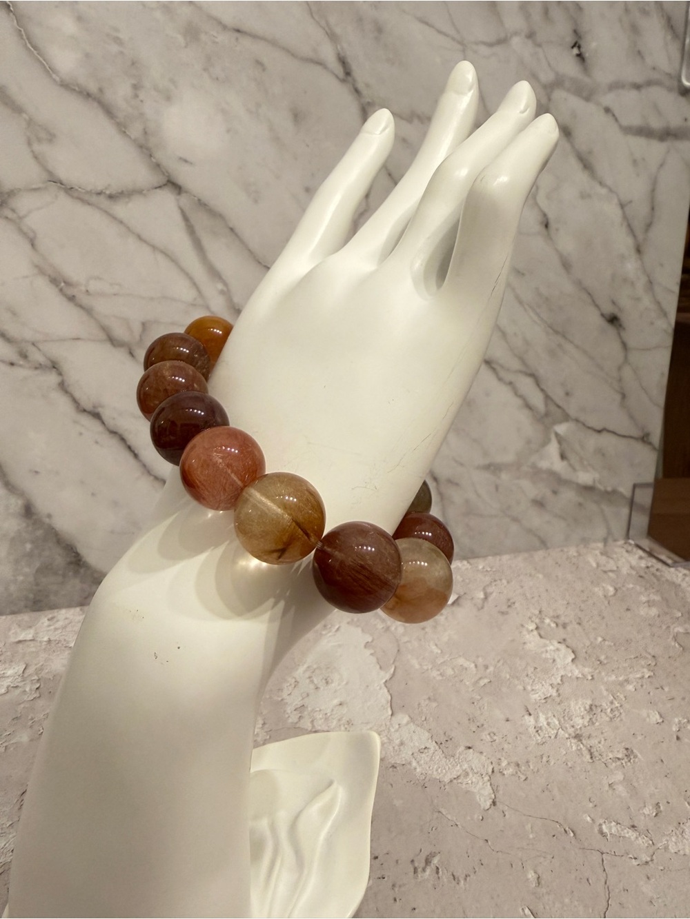 Natural Multicolor Rabbit Hair Quartz Bracelet - Picture 2 of 4